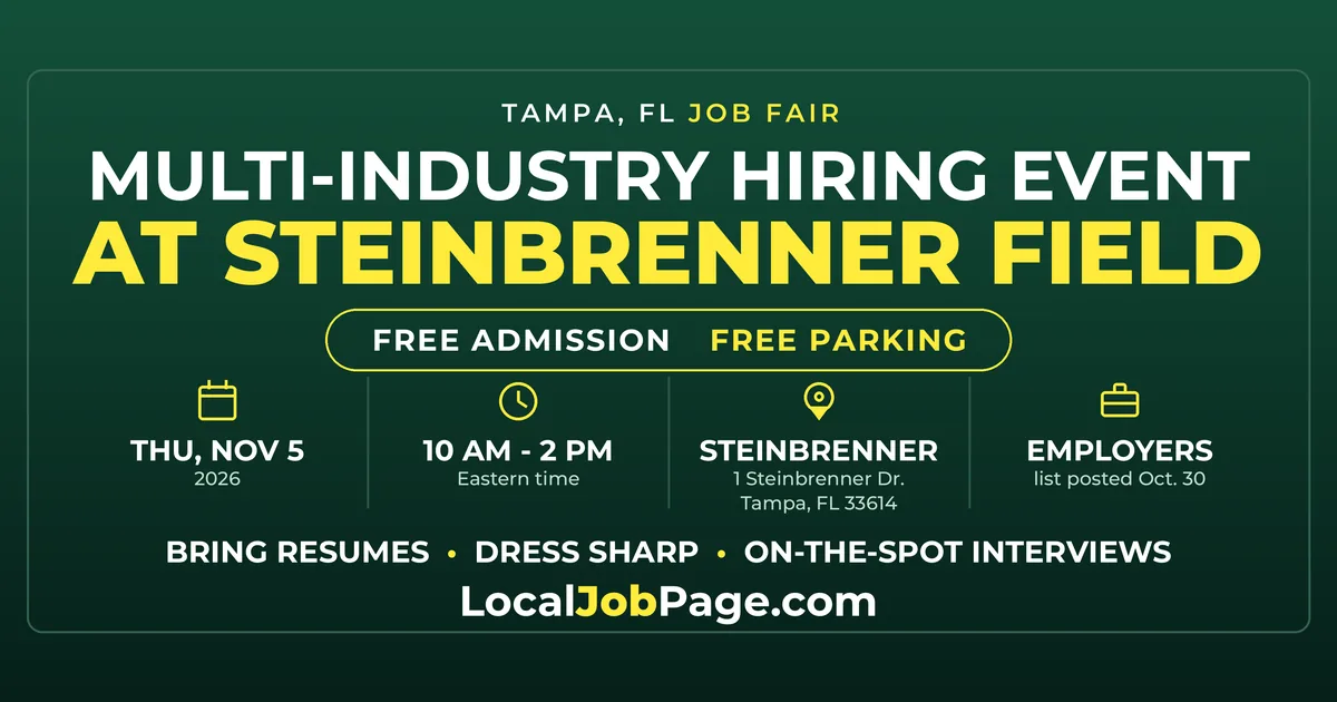 Tampa Job Fair November 5: Free Multi-Industry Hiring Event at Steinbrenner Field
